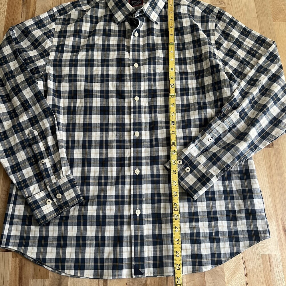UNTUCKit Long Sleeve Button-Up Shirt 100% Cotton Blue White Plaid - Slim Fit XL - Picture 9 of 9